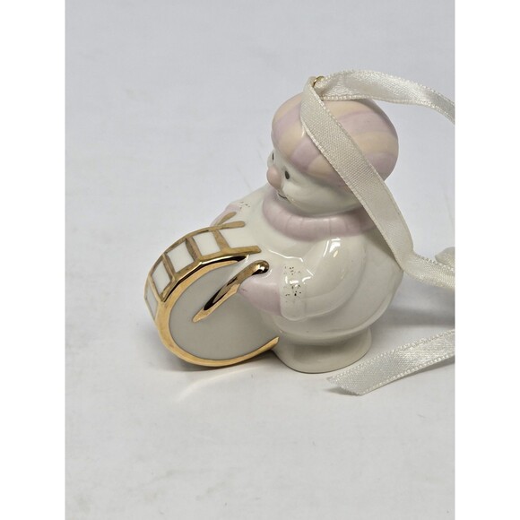 LENOX CHRISTMAS ORNAMENT BUNDLE 2 SNOWMAN DRUM & SKIS PORCELAIN FESTIVE WINTER - Picture 2 of 8